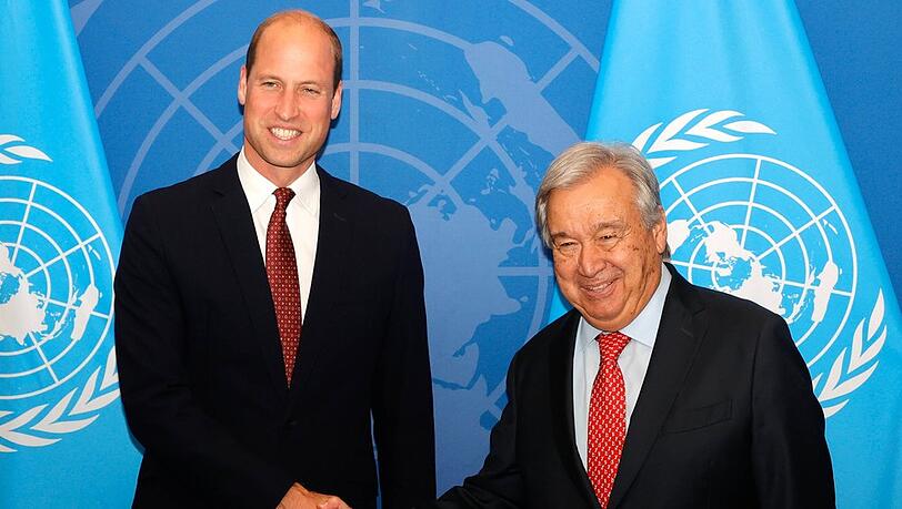 Prinz William an der Seite von Generalsekretär António Guterres.