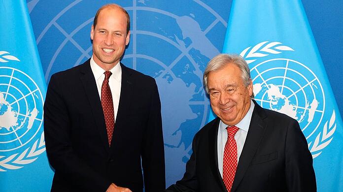 Prinz William an der Seite von Generalsekretär António Guterres.