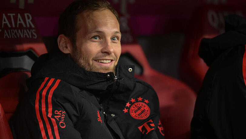 Bankdrücker mit guter Laune - Daley Blind hat noch keinen Pflichtspiel-Einsatz beim FC Bayern.