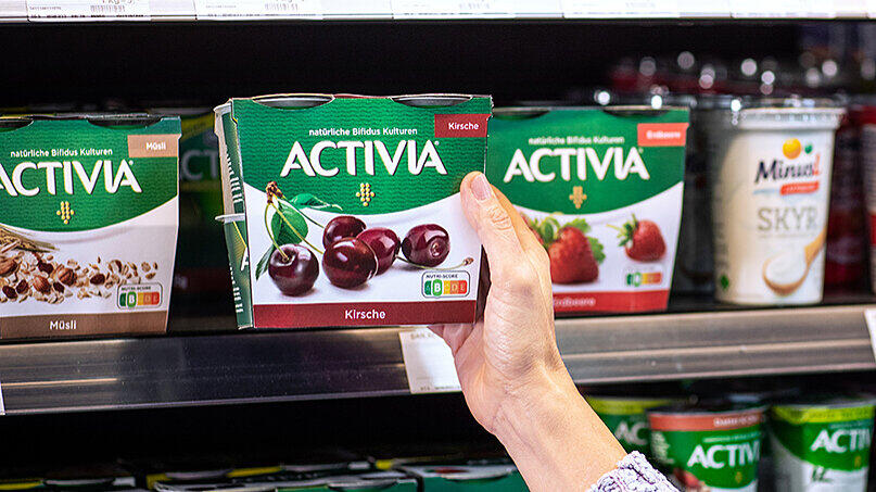 Unter anderem auf Danone-Produkten zu finden: Der Nutri-Score.