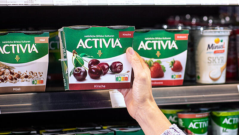 Unter anderem auf Danone-Produkten zu finden: Der Nutri-Score. Unter anderem auf Danone-Produkten zu finden: Der Nutri-Score.