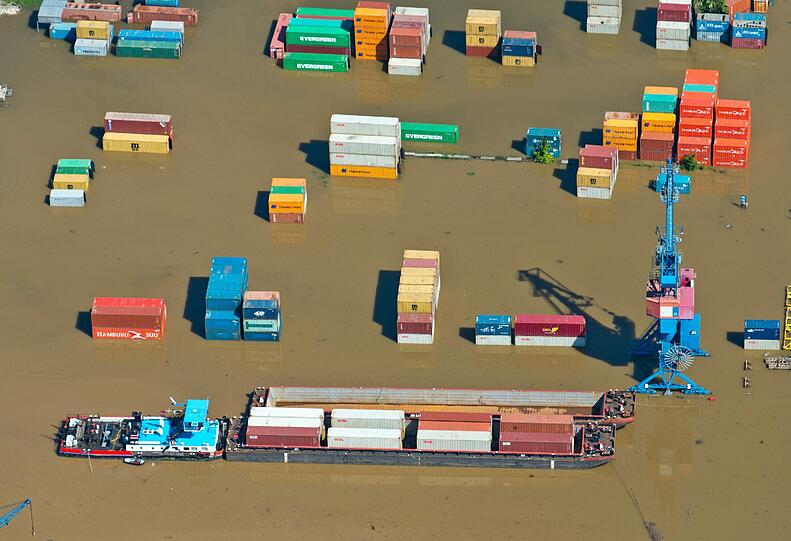 Ein Containerumschlagplatz im sächsischen Riesa.