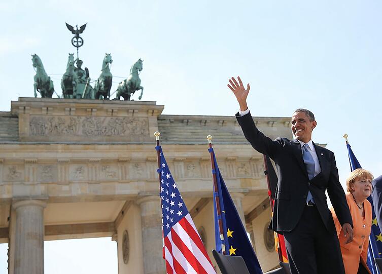 Barack Obama vor seiner Rede am Brandenburger Tor.