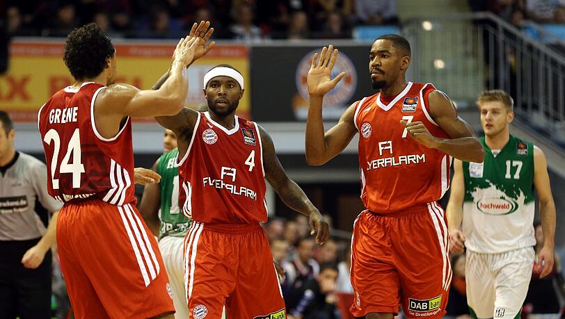Von links: Die Bayern-Stars Demond Greene, Tyrese Rice und Brandon Thomas. Von links: Die Bayern-Stars Demond Greene, Tyrese Rice und Brandon Thomas.