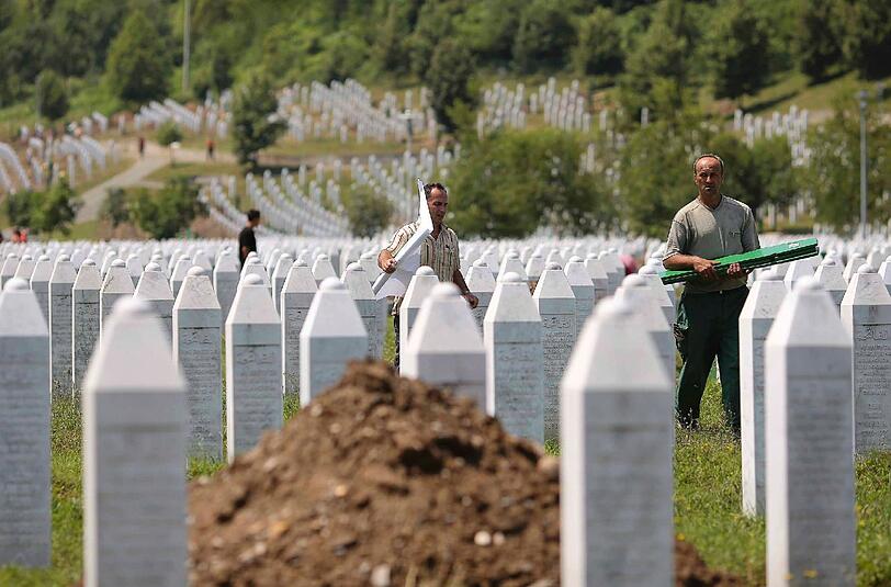 Die Gedenkstätte Potocari in Srebrenica, Bosnien-Herzegowina. Serbien muss sich vor dem Internationalen Gerichtshof (IGH) wegen Völkermordes im Bürgerkrieg (1991-1995) verantworten