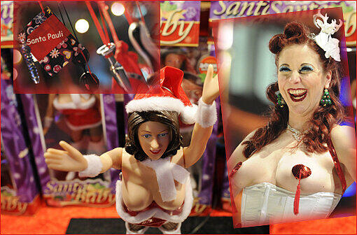 Verrucht, schlüprig und sinnlich startet der Weihnachtsmarkt Santa Pauli. Weihnachtspuppen der besonderen Art, Sex Accensoires und Burlesque-Tänzerinnen gabs zum Auftakt. Die besten Bilder vom Kiez.