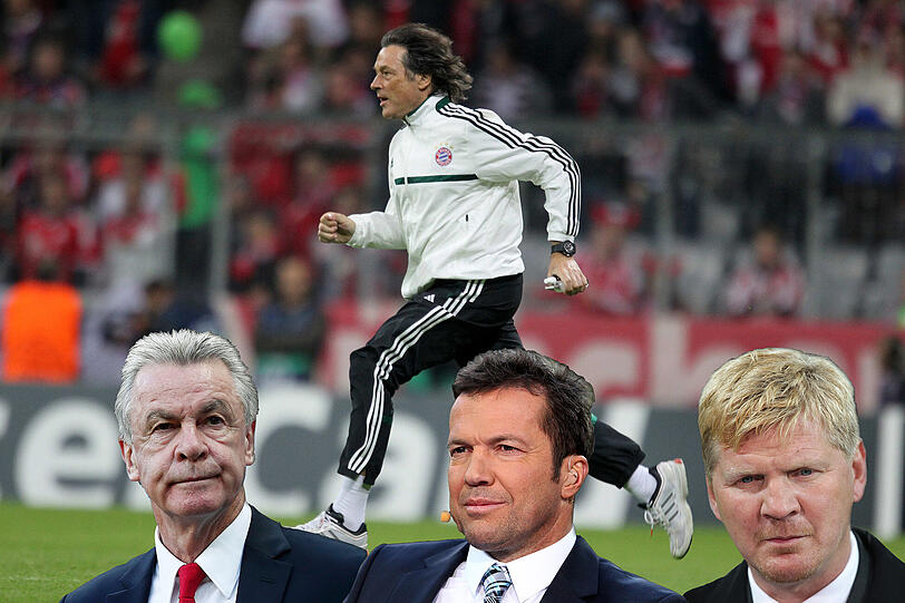 Können dem Aus von Bayern-Doc Hans-Wilhelm Müller-Wohlfahrt nichts Positives abgewinnen (v.l.): Ottmar Hitzfeld, Lothar Matthäus und Stefan Effenberg.