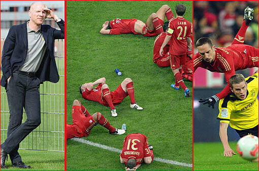 Was für Chancen, was für Dramen: Drei Titel waren 2012 zum Greifen nahe für den FC Bayern München:  Meisterschaft, DFB-Pokal und zur Krönung die Champions League beim Finale dahoam. Am Ende stand der Rekordmeister mit leeren Händen da. Und hatte doch den Grundstein gelegt für die erfolgreichste Hinrunde der Liga-Geschichte. Das Jahr des FC Bayern München in Bildern.