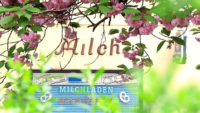 "Milch" steht noch an der Fassade über dem Schaufenster an der Kaulbachstraße 54. Leider gibt es seit Herbst keine Milch mehr zu kaufen. Einer der letzten Tante-Emma-Läden der Stadt hat zugemacht.