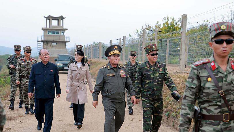 Kim Yo Jong, Schwester von Machthaber Kim Jong Un, hat am Mittwoch die innerkoreanische Grenze inspiziert