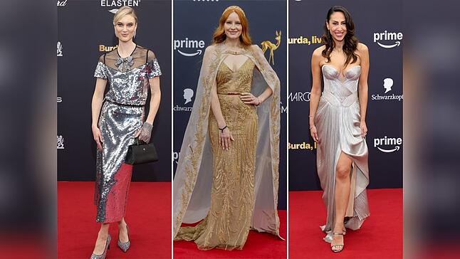 Kim Hnizdo, Barbara Meier und Melissa Khalaj (v.l.) lieben ihre Glamour-Looks.