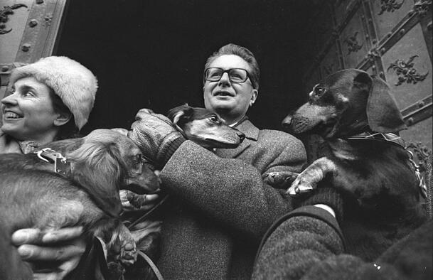 OB Hans-Jochen Vogel hier bei der Dackelparade zur Eröffnung der Fußgängerzone 1972. OB Hans-Jochen Vogel hier bei der Dackelparade zur Eröffnung der Fußgängerzone 1972.