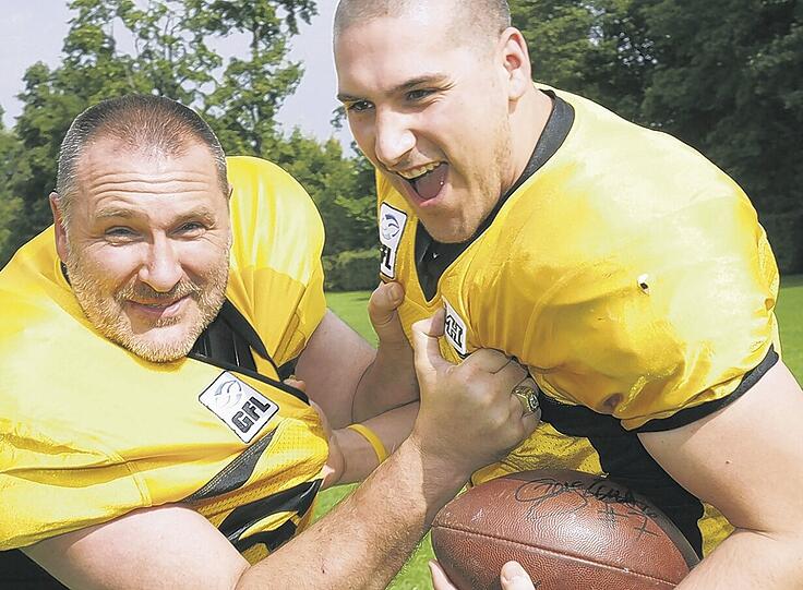 Die Lautenschlagers: Papa Martin (48) und Filius Gary (24) sind beide Footballer bei den Munich Cowboys.