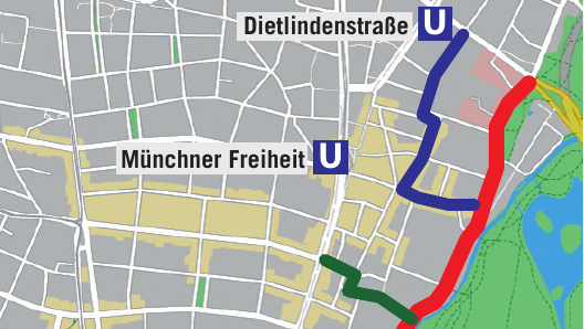 Die Wunsch-Radlrouten der FDP/Bayernpartei.   Grafik: Google Maps/Bearb.: anf