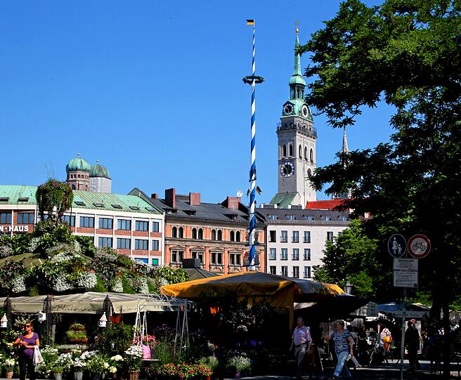 Der Viktualienmarkt in München.