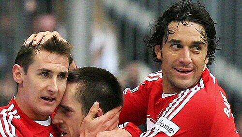 Machen sich bezahlt: Miroslav Klose, Franck Ribery, Luca Toni (v. l.) Machen sich bezahlt: Miroslav Klose, Franck Ribery, Luca Toni (v. l.)