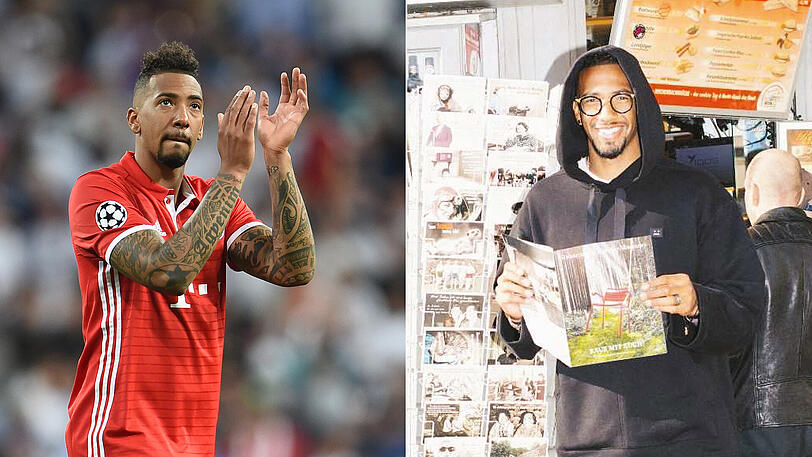 Jérôme Boateng als Leader des FC Bayern auf dem Rasen - und auf dem Cover des "ZEITmagazin" (rechts).