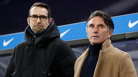 Hertha BSC trennt sich von Trainer Bruno Labbadia (r) und Manager Michael Preetz.