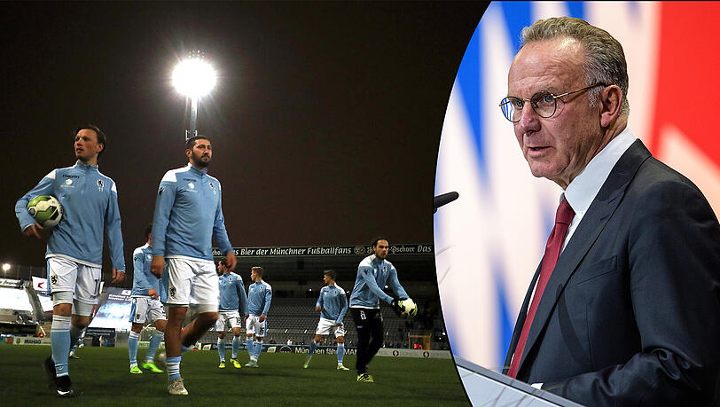 Amüsierte sich auf Kosten der Löwen: Karl-Heinz Rummenigge bei der Jahreshauptversammlung Amüsierte sich auf Kosten der Löwen: Karl-Heinz Rummenigge bei der Jahreshauptversammlung