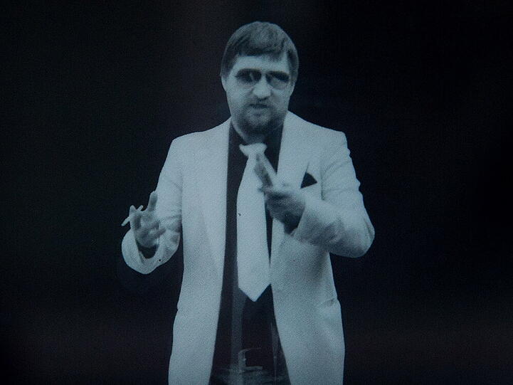 Rainer Werner Fassbinder als Projektion in einer Installation auf der Berlinale 2013