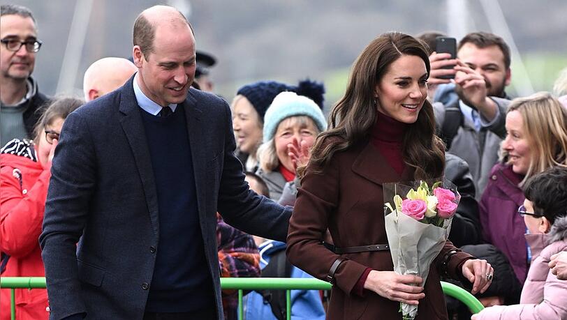Prinz William und Prinzessin Kate während ihres Besuchs in Falmouth.