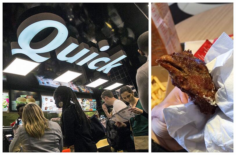 Ekel-Fund bei Quick - ein frittierter Hühnerkopf zwischen den Chickenwings