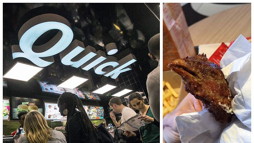 Ekel-Fund bei Quick - ein frittierter Hühnerkopf zwischen den Chickenwings Ekel-Fund bei Quick - ein frittierter Hühnerkopf zwischen den Chickenwings