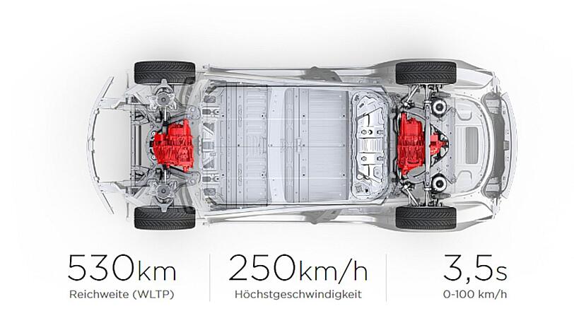 Das Model 3 schafft in der Performance-Version eine Reichweite von 530 Kilometern.