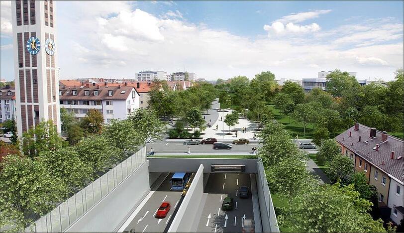 NACHHER: Ab 2015 taucht der Verkehr in den 600 Meter langen Tunnel ab &ndash; die Oberfläche wird zur Parkanlage.