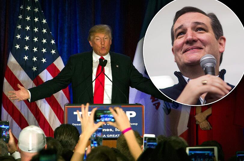 Ted Cruz hat bei den Republikanern die erste Vorwahl im Bundesstaat Iowa für sich entschieden. Donald Trump landete auf Platz zwei.