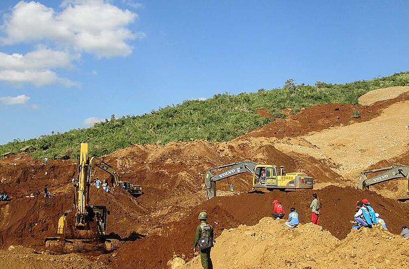 Das Gebiet nahe der Jade-Mine in Myanmar, in dem es zu einem Erdrutsch kam.