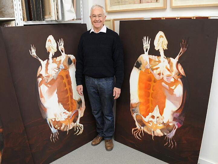Der Maler Christopher Croft stellte auf dem zwölften Open Westend im Gewerbehof an der Gollierstraße aus...