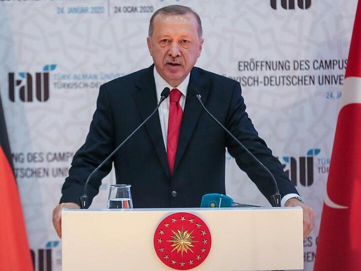 Präsident Erodgan: "Ich empfinde großes Glück, Frau Merkel fünf Tage nach der Berliner Konferenz in unserem Land willkommen zu heißen.".