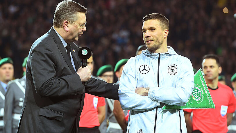 Lukas Podolski bei seinem letzten Spiel für die deutsche Nationalmannschaft.