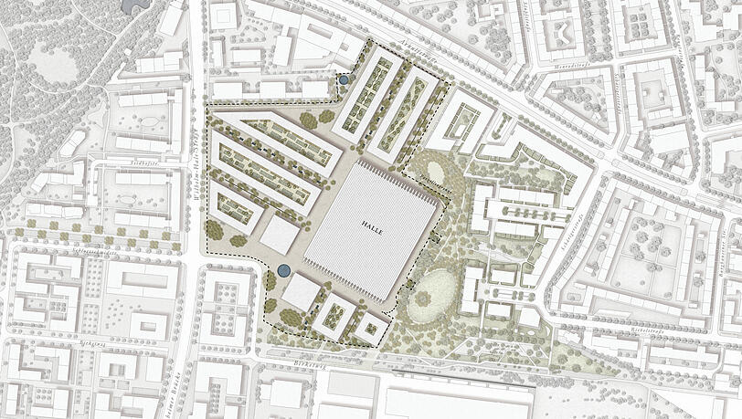 Der Lageplan des Areals rund um die Paketposthalle. Der Lageplan des Areals rund um die Paketposthalle.