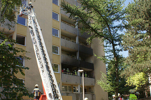 Der Brandort in der Weiltinger Straße.