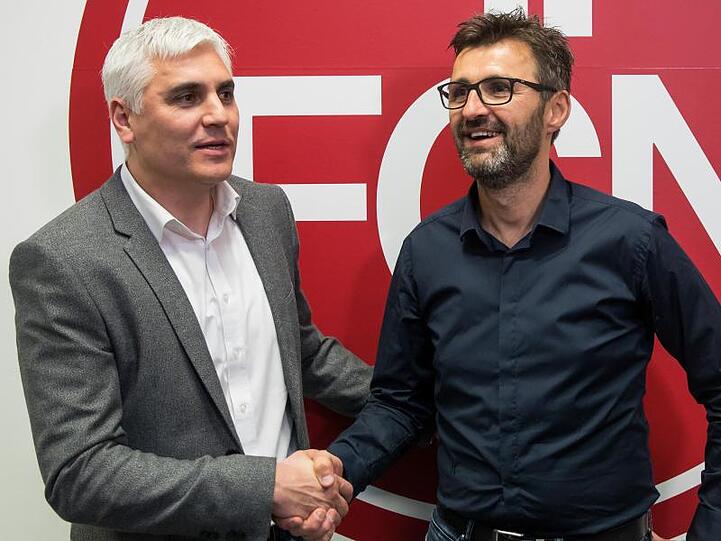 Trainer Michael Köllner (r) und Sportvorstand Andreas Bornemann.