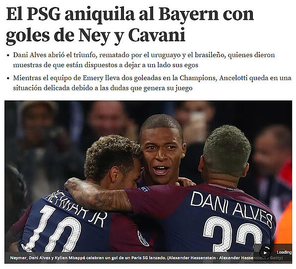 "PSG vernichtet die Bayern mit Toren von Ney[mar] und Cavani", titelt Mundo Deportivo gnadenlos.