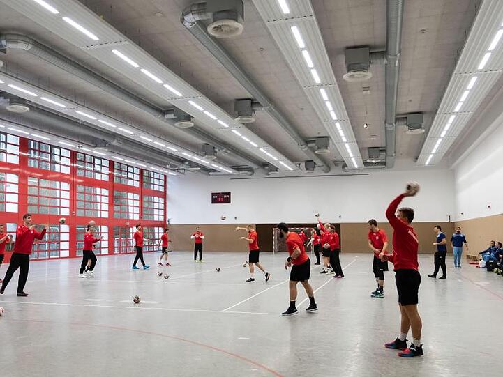 Die deutsche Handball-Nationalmannschaft beim Training in Barsinghausen.