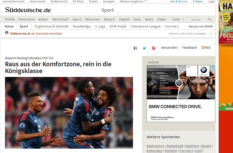 "Raus aus der Komfortzone, rein in die Königsklasse", ist auf süddeutsche.de zu lesen.