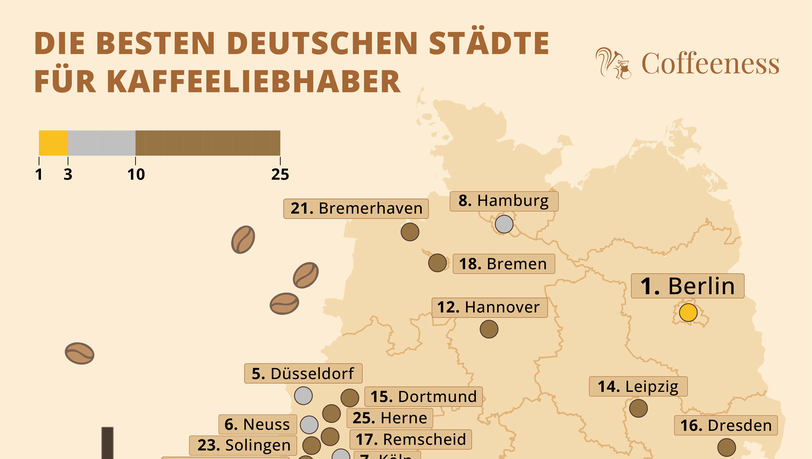 Die Deutschlandkarte f&uuml;r Kaffeeliebhaber.