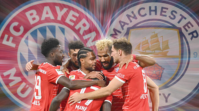 Wollen gegen Manchester City ins Halbfinale einziehen: Die Bayern-Stars um Leon Goretzka.