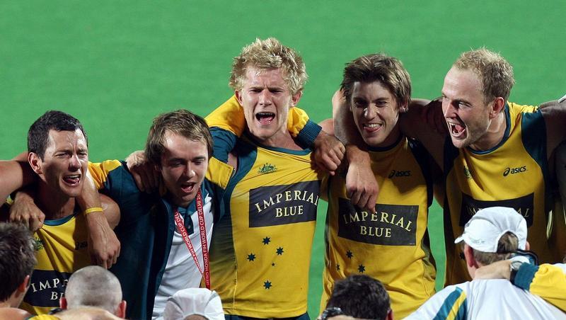 Die australischen Hockey-Spieler feiern den WM-Erfolg. Die australischen Hockey-Spieler feiern den WM-Erfolg.