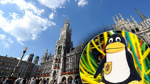 Etwa 1300 Verwaltungsgebäude muss die städtische IT miteinander vernetzen. Da kann auch mal was schief gehen &ndash; allerdings passiert das zu oft, sagen kritische Stimmen im Stadtrat. Kleines Bild: Pinguin "Tux", das Limux-Maskottchen.