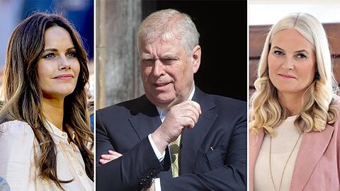 Sie tauchen in den Epstein-Files auf - allerdings auf ganz unterschiedliche Weise (v.l.): Sofia von Schweden, Andrew Mountbatten-Windsor und Mette-Marit von Norwegen.