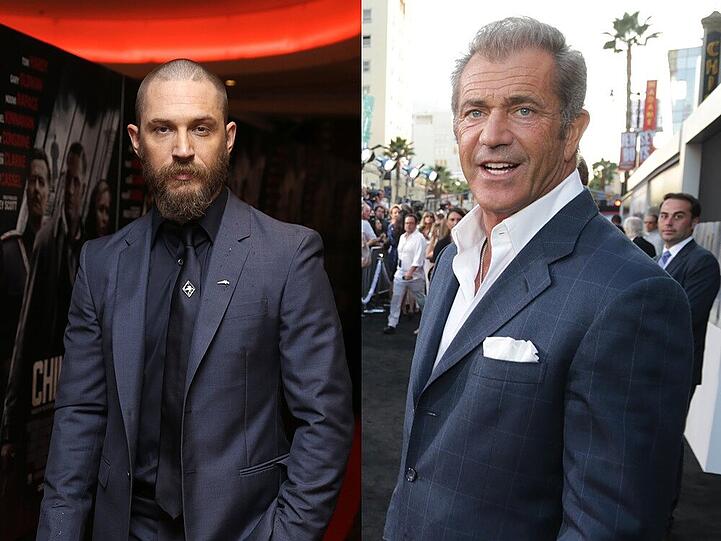 Mad Max I. und II.: Tom Hardy (li.) und Mel Gibson auf dem roten Teppich
