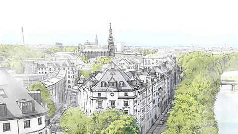 So soll der kleine neue Platz vor dem Kino „Museum Lichtspiele“ in ein paar Monaten aussehen.