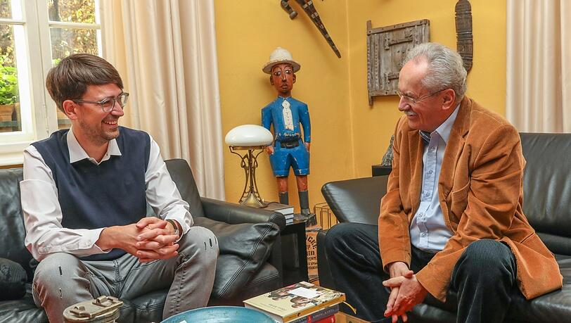 Christian Ude beim Interview mit AZ-Lokalchef Felix Müller daheim in seinem Wohnzimmer in Schwabing.