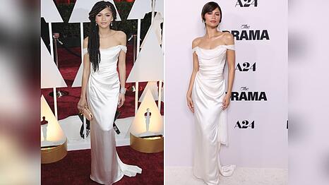 Zendaya erschien im selben Kleid bei den Oscars 2015 (l.) und zur "The Drama"-Filmpremiere 2026.