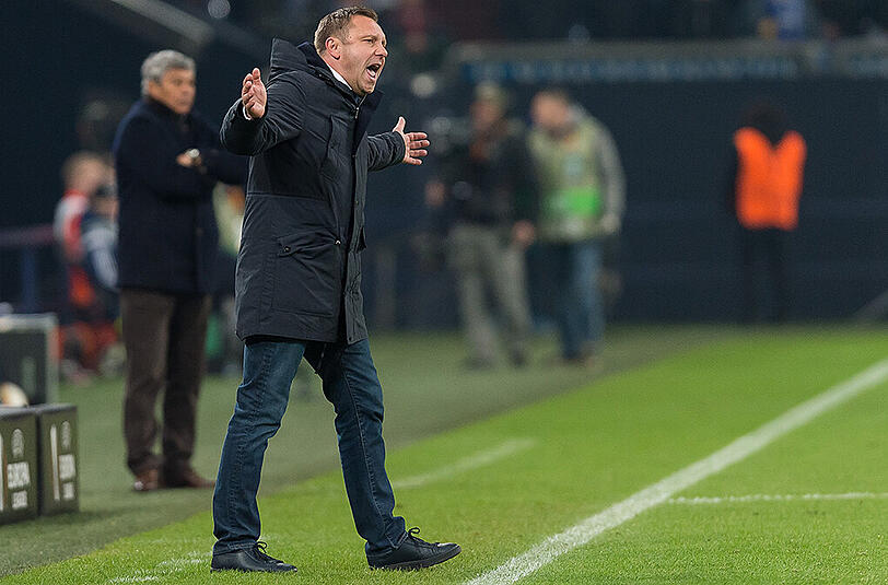 Schalke-Trainer André Breitenreiter beim Europa-League-Spiel gegen Schachtjor Donezk (0:3).